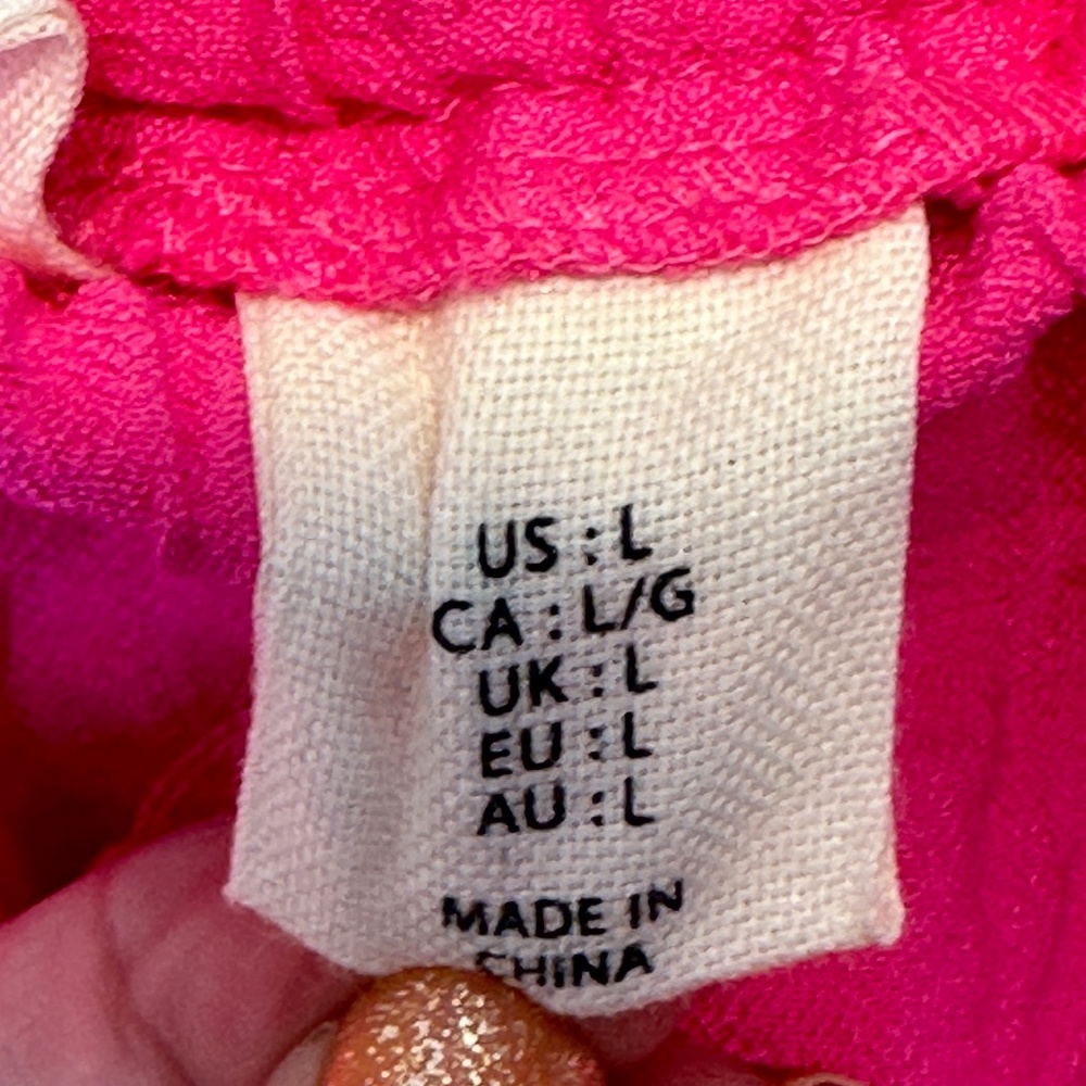 HG Barbie Pink Elastic Pull On Hip Pockets Wide Leg Lightweight Barbiecore Pants - Picture 11 of 12